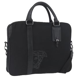 VERSACE Handtasche Nylon 2-in-1 Schwarz Auth bs33839 Schwarz