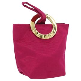 Céline CELINE Circle Pouch Nylon Pink Gold Auth SW2195A Pink Golden