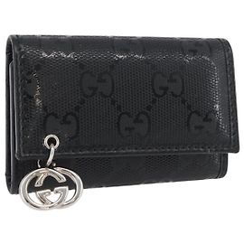 GUCCI GG Implementation Key Case PVC Black Silver Auth am11083A Black Silvery
