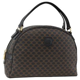 Céline Bolsa de mão em lona Macadam CELINE em couro PVC preto e dourado Auth AMZ525A Preto Dourado