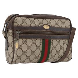 Bolsa Sherry Line GG Supreme Web da GUCCI em PVC bege e dourado 67 02 004 Auth LNZ594 Bege Dourado
