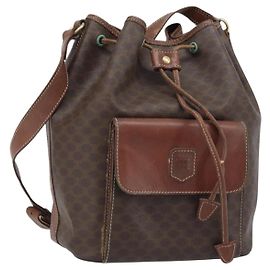 CELINE Macadam Canvas Backpack PVC Leather Brown Gold Auth 133422 CELINE Macadam Canvas Backpack Pvc Leather Brown Gold main image 4