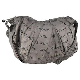 CHANEL Unlimited Shoulder Bag Coated Canvas Silver CC Auth bs32772 Silvery