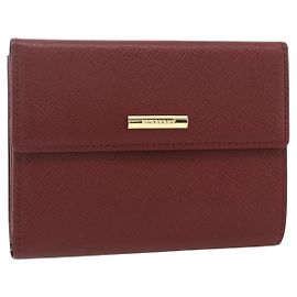Burberry Portafoglio Bifold in Pelle Bordeaux e Oro Auth bs34181A D'oro Bordò