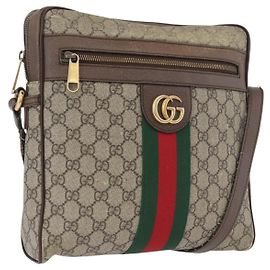 Gucci Bolsa GG Supreme Offdia WebSherry em PVC bege e dourado 547934 Auth gh1908 Bege Dourado