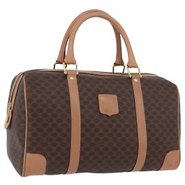 Céline Bolsa de mão em lona Macadam CELINE em couro PVC marrom dourado Auth YKZ161A Marrom Dourado
