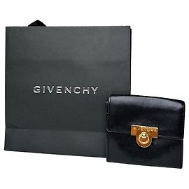 Vintage Givenchy Lederkartenhalter / Geldbörse Schwarz Schwarz