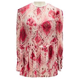 Zimmermann Raspberry Ikat Wavelength Asymmetric Blouse Pink