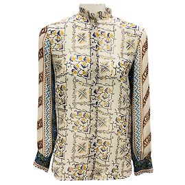Blusa de seda transparente estampada multicolor beige Christian Dior Beige