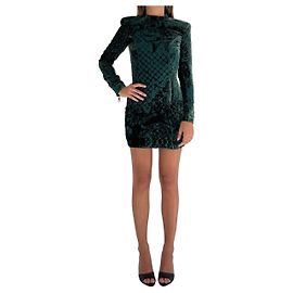 Vestido Balmain pour H&M Verde Escuro de Seda e Viscose Verde escuro