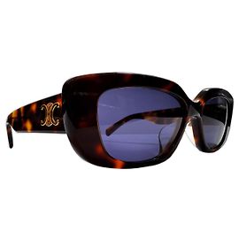Lunette de soleil rectangle Céline Triomphe marron écailles - CL40216U 53A Marron