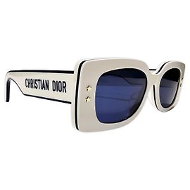 Christian Dior Dior White & Navy Rectangle Sunglasses - Pacific S1U 95B0 White Navy blue