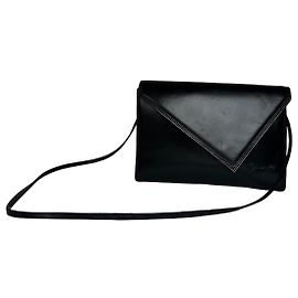 Bolsa de ombro de couro assimétrica vintage Givenchy preta Preto