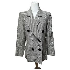 Vintage Yves Saint Laurent Wool Blazer / Short Coat Grey Black M Grey