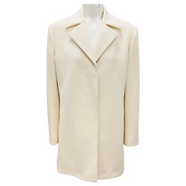 Ivory Padded Shoulder Tailored Blazer / Mantel von Jil Sander Beige