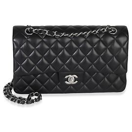 Chanel Black Quilted Lambskin Medium Classic Double Flap Bag Black