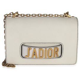 Bolsa de corrente J'Adior em couro de bezerro graneado branco Christian Dior Branco Outro