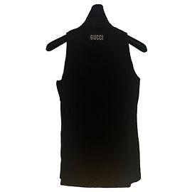 Rippstrick-Turtleneck-Top Gucci Schwarz mit Logo Schwarz