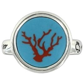 Dodo Pomellato DoDo Ring by Pomellato in 925 Silver Silvery Blue Coral