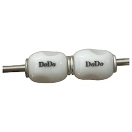 Autre Marque Set of 2 Dodo Charms / Nuggets in white ceramic and 925 silver Silvery White