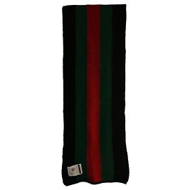 Sciarpa Gucci in lana a righe nero rosso verde Nero Rosso Verde