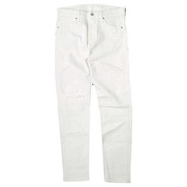 Autre Marque Pantalones de denim de algodón slim recto Blanco