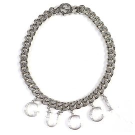 Colar Gucci Script Logo G entrelaçado Acessórios Prata