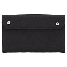 Salvatore Ferragamo Gancini Canvas Leather Long Wallet Black