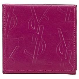 Yves Saint Laurent Estojo de moedas e cartões de couro Saint Laurent Roxo