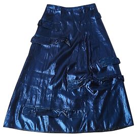 Gonna in seta metallica Burberry Blu