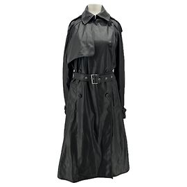 Karl Lagerfeld Trench noir perforé en similicuir Black