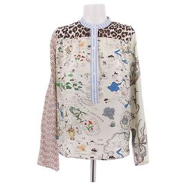 La Prestic Ouiston Blusa de seda com estampas Multicor