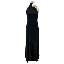Karl Lagerfeld Robe longue et fluide noire à fleur blanche Noir