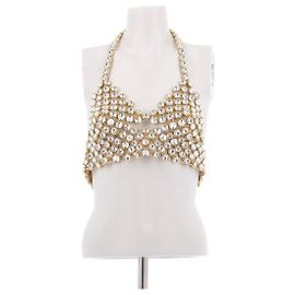 Autre Marque Top com pedras e pérolas Dourado