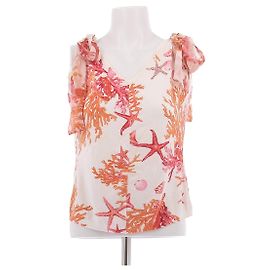 Blumarine Top mit Muschelprint Orange