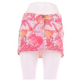 Blumarine Falda de mezclilla con estampado de conchas Rosa
