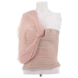 Blumarine Top corset em chiffon de seda rosa claro Rosa