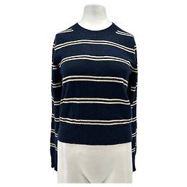 Reformation Marineblauer Pullover mit Streifen aus Kaschmir Marineblau