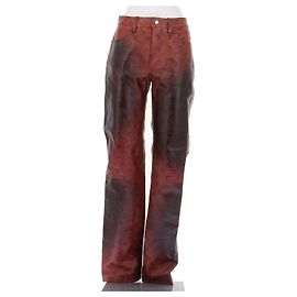 Marine Serre Pantalón de cuero burdeos Burdeos