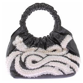 The row Borsa in pelle nera bicolore e bianca Nero