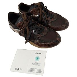 Miu Miu Nylon Sneakers Brown Size 37 Brown