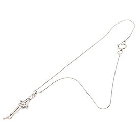 Chanel Silver Silver Plated Mademoiselle Pendant Necklace Silvery