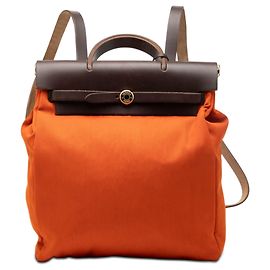 Hermès Orange Toile Herbag Rucksack PM Andere Dunkelbraun