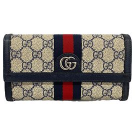 Portafoglio Lungo Ophidia Gucci Blu navy