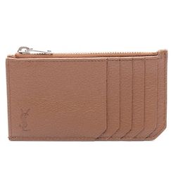 Brauner Lederkartenetui von Yves Saint Laurent Braun