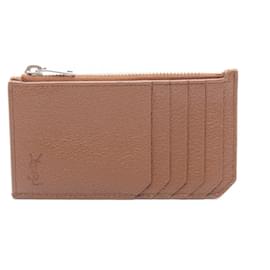 Porte-cartes en cuir marron Yves Saint Laurent Marron