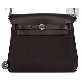 Hermès Mini Herbag de Cuero Marrón Oscuro Marrón oscuro