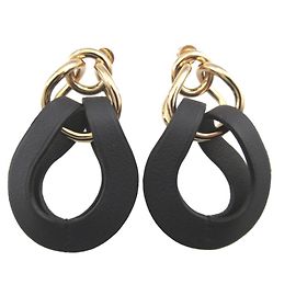 Hermès Hermes Villevolte GM Leather Drop Earrings Blue