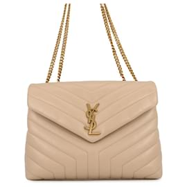 Yves Saint Laurent Loulou Medium Leather Handbag Beige