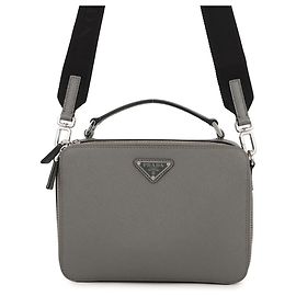Borsa a mano in pelle Saffiano grigia Prada Marrone